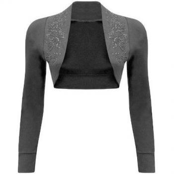 Lleva Mejía Chaqueta de Lana con Detalles de Lentejuelas