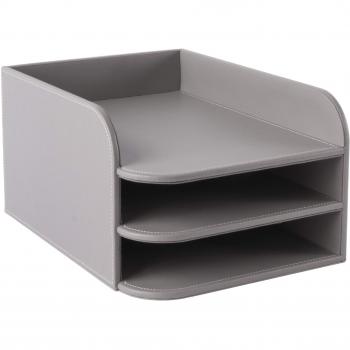 OSCO Faux Leather 3 Tier File Tray