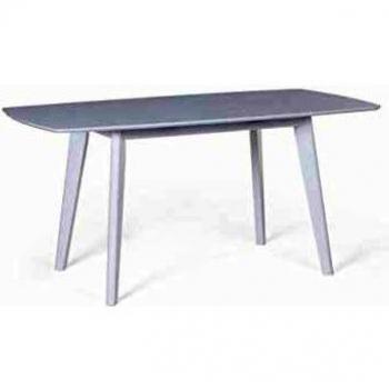 Tavolo da Pranzo Bianco Estensibile con Gambe in Legno 120-160 x 80 cm