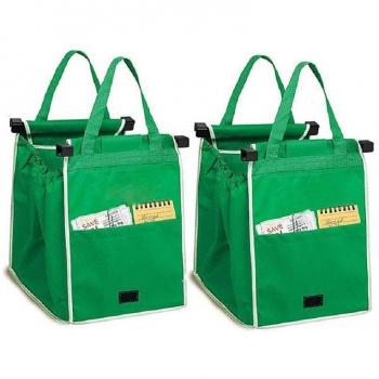 Haodasi Eco‑Clip‑Tote – Wiederverwendbare Einkaufskörbe im Grünen, 2‑er Pack
