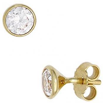 Goldohrstecker rund 333 Gold Gelbgold 2 Zirkonia