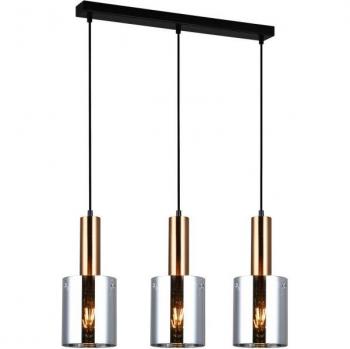 Suspension moderne en laiton avec 3 lumières et abat-jour fumé Italux/E27
