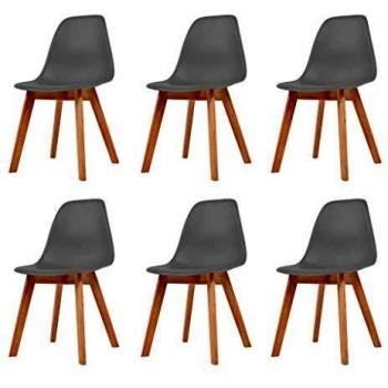 VidaXL 6-Piece Grey Plastic Dining Chair Set