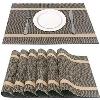 Pahajim Set de Table Tissé en Fil d'or Lot de 6