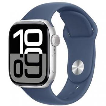 Apple Watch Serie 10 42mm Cassa in Alluminio Argento con Cinturino Sport Denim