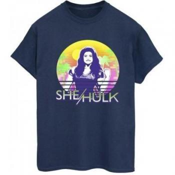 T-shirt en coton bleu marine pour femmes She-Hulk : Avocate au coucher de soleil