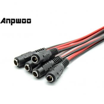12V DC Male-Female Power Connector Cable for CCTV Camera, 5-Pack, 5.5x2.1mm