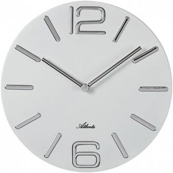Atlanta Moderne Wanduhr Quarz, 30 cm, weiß, Puristisches Design -4512/0