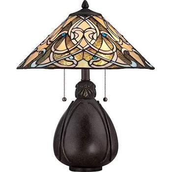 Bronze Halo Dual LED Table Lamp – 2‑Bulb Tiffany