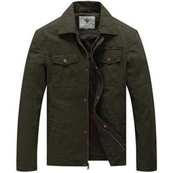 WenVen Men's Casual Army Green Jacket