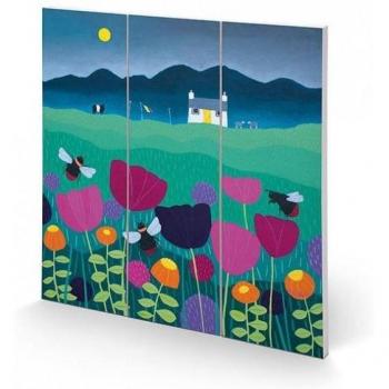 Ailsa Black Summer Meadow Square Wood Decor 30cm