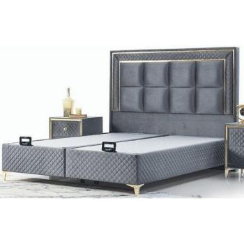 Casa Padrino Luxusbett Grau/Gold – Massivholzmöbel für Hotel & Zuhause
