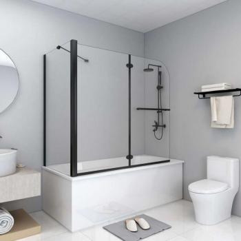 Mampara Plegable ESG Negra para Ducha Prolenta