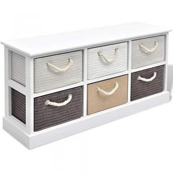 VidaXL Wooden Storage Bench with 6 Drawers