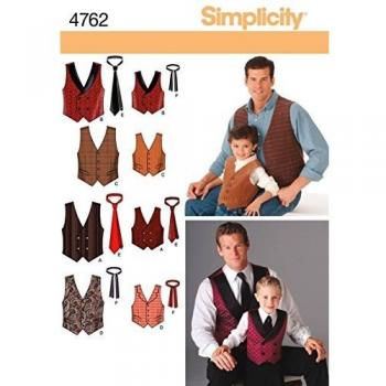 Simplicity 4762 Paper Pattern for Boys and Men Vests and Ties