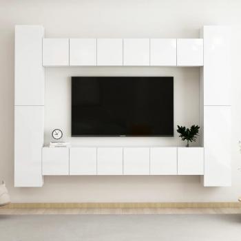 Ultra‑Bright White Media Console – 10‑Part Assembly