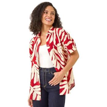 Size 14 Red Roman Women’s Abstract Print Dress Shirt