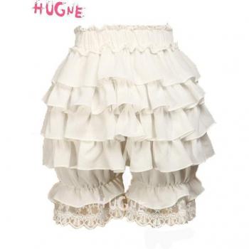 Elastic Muslin Culottes with Lace