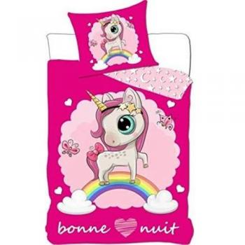 Housse de couette Licorne microfibre 140x200 cm + Taie 63x63 cm