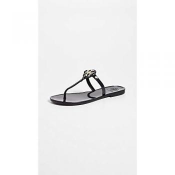 Tory Burch Black and Gold Mini Miller Flip-Flops, Size 6 US