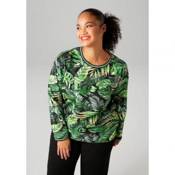 Aniston PLUS Sweatshirt, tropische Blätter in Farbenpracht