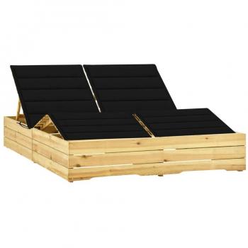 Vidaxl Tumbona doble y cojines negros madera pino impregnada