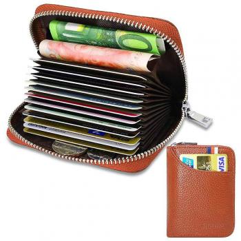 Porte-cartes de crédit cuir RFID marron