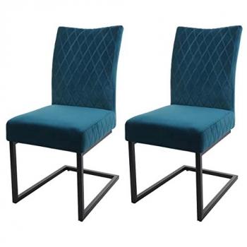 HWC‑L15 Lot 2 – Chaise visiteur & conférence, velours acier époxy turquoise‑bleu