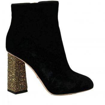 Fluwelen Crystal Square Hakken – Dolce & Gabbana (Zwart)