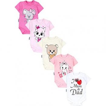 TupTam Unisex Baby Body 5‑Pack – Ecru & Spruch