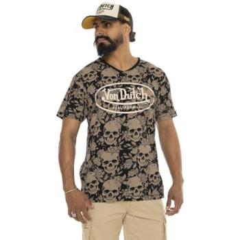 T‑shirt homme beige à col en V, coton léger, design minimaliste