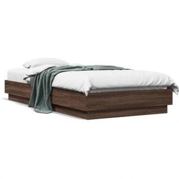 Cadre de lit avec lumières led chêne marron 75x190 cm
