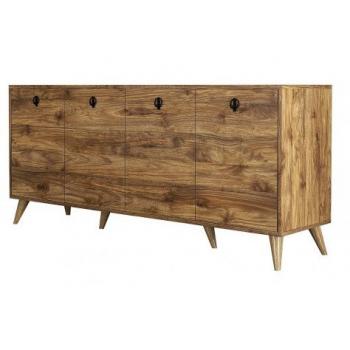 Buffet bas scandinave en bois naturel 4 tiroirs Bergerat 180 cm
