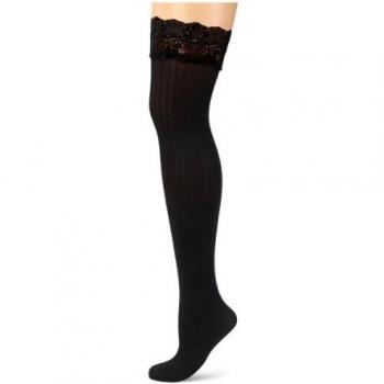 Veneziana AR Costina halterloser Strumpf, Grau/Schwarz, 3 / 4