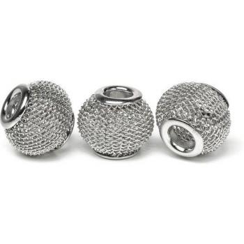 **Bastellust-Netzperlen – 3 Stück (14 × 11 mm) – Glanzsilber