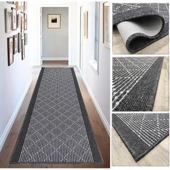 Alfombra Runner Antideslizante Tadi & Imperio 1979 para Pasillo y Cocina en Colores Taupé y Antracita, Lavable a Mano y en Lavadora