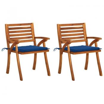 Akazie Massivholz Garten Essstühle mit Kissen (Set für 2 Personen)