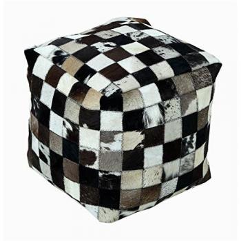 Pouf Carré Cuir Rembourré Carreaux – 35x35 cm