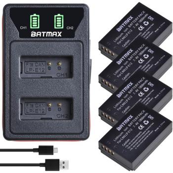Batmax LP-E12 + Cargador USB Tipo C para Canon EOS