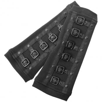 Poizen Industries Gothic Buckle Cuffs Stulpen für Damen in Schwarz