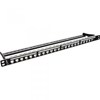 Panneau de brassage Cat.6A 24 ports, Keystone Snap-In, 48,26cm (19), 0,5HE, noir