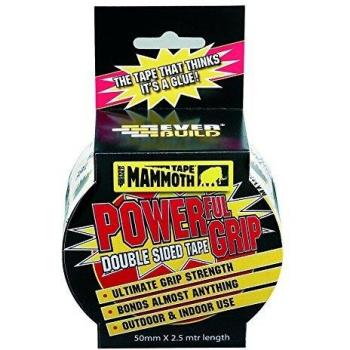 Everbuild Mammoth Powerful Grip Tape, Reinforced Double Sided Tape, Clear, 50 mm x 2.5 m