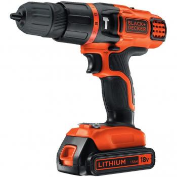 Black+Decker 18V Cordless Hammer Drill 2-Gear with Kitbox (EGBL188K-GB)