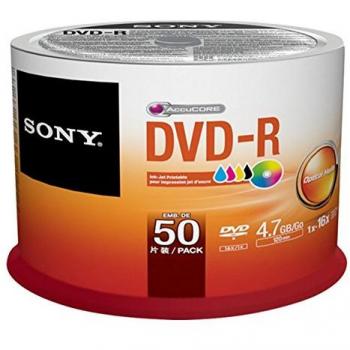 Sony 50DMR47PP – Caja de 50 discos DVD‑R 4,7 GB imprimibles