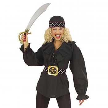 Buttinette Damen-Rüschenbluse – Schwarz, Größe M