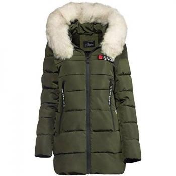 Winterparka für Damen von Trisens – Fellkapuze, warm gefüttert, tailliert, L, Khaki