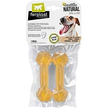 Natural Cereal Dog Chew Toy by Ferplast, Goodbite Series, Small Dimension (11 x 3.6 x 1.7 cm), Weight: 40g per Bone, Pack of 2