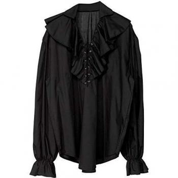 PIRATEN/RENAISSANCE BLUSE SCHWARZ (M/L) – Piratenbluse Kostüm Verkleidung Herren