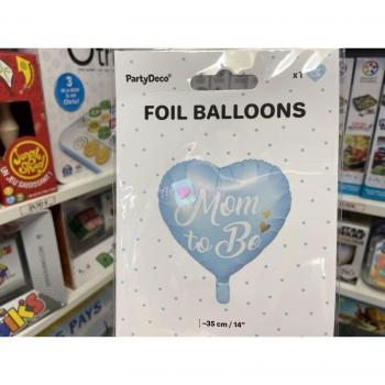 Folienballon Herz Mom to Be 35 cm blau