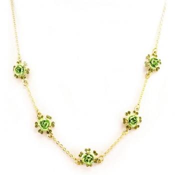 Romantic Green Rose Necklace